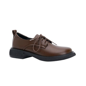 brown Retro-Inspired Derby Shoes for Women – Wide Toe Lace-Up Detail + Comfortable Vintage Derby for Everyday Wear
