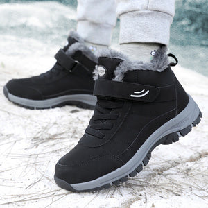 black Women's warm plush lined anti-skid velcro snow boots