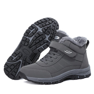 gray Women's warm plush lined anti-skid velcro snow boots