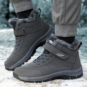 gray Women's warm plush lined anti-skid velcro snow boots
