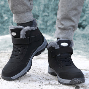 black Women's warm plush lined anti-skid velcro snow boots