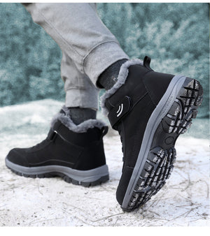 black Women's warm plush lined anti-skid velcro snow boots