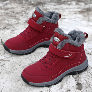 Women's warm plush lined anti-skid velcro snow boots