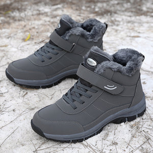 gray Women's warm plush lined anti-skid velcro snow boots