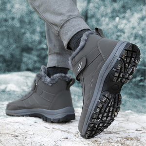 gray Women's warm plush lined anti-skid velcro snow boots