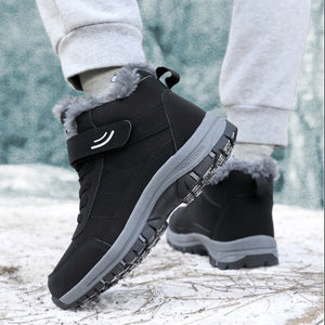 black Women's warm plush lined anti-skid velcro snow boots