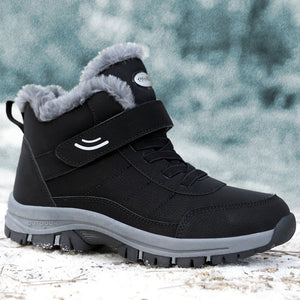 black Women's warm plush lined anti-skid velcro snow boots