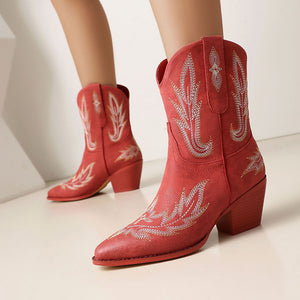 Women's wide fit slip-on ankle cowboy boots