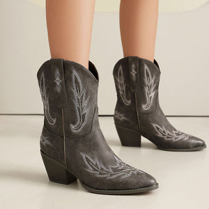 Women's wide fit slip-on ankle cowboy boots
