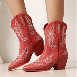 Women's wide fit slip-on ankle cowboy boots