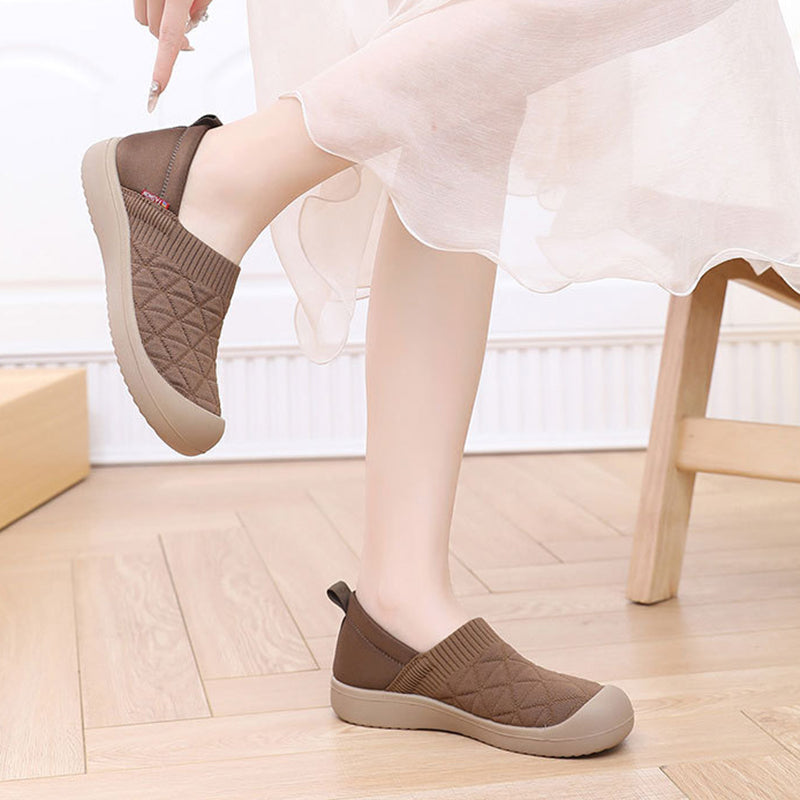 coffee Women's wide round toe slip on shoes