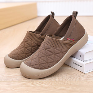 coffee Women's wide round toe slip on shoes