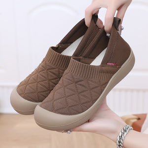 coffee Women's wide round toe slip on shoes