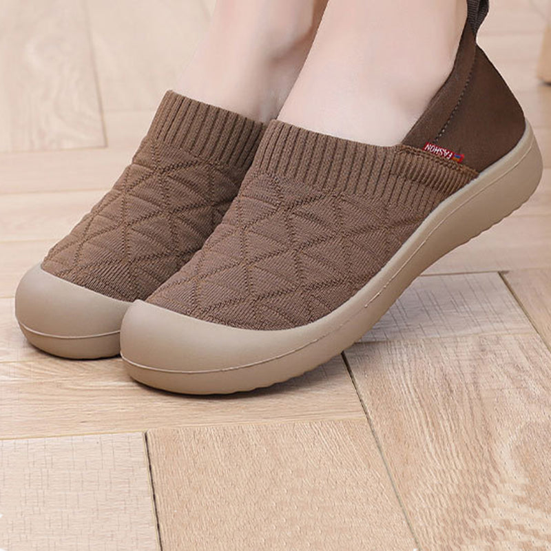 coffee Women's wide round toe slip on shoes