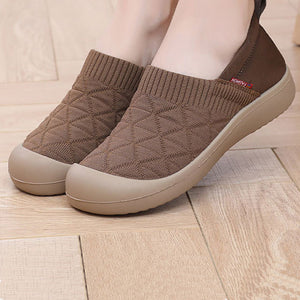 coffee Women's wide round toe slip on shoes