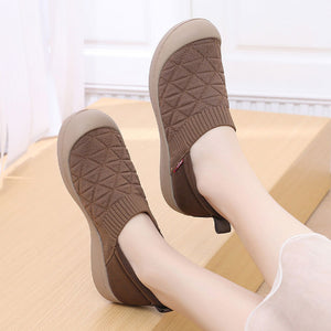 coffee Women's wide round toe slip on shoes