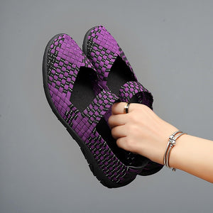 Women's woven elastic Mary Jane sneakers flats