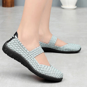 Women's woven elastic Mary Jane sneakers flats