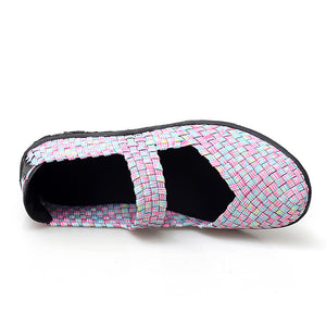 Women's woven elastic Mary Jane sneakers flats