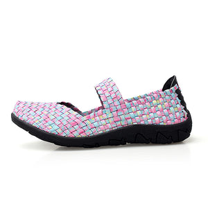 Women's woven elastic Mary Jane sneakers flats