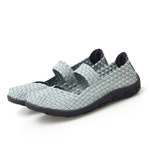 Women's woven elastic Mary Jane sneakers flats