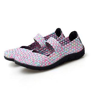 Women's woven elastic Mary Jane sneakers flats