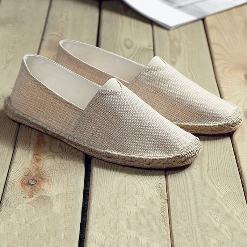 Women summer pure color flat slip on espadrille loafers