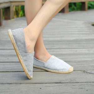gray Women summer pure color flat slip on espadrille loafers