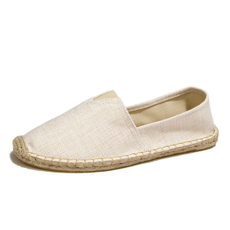 Women summer pure color flat slip on espadrille loafers