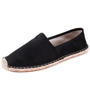Women summer pure color flat slip on espadrille loafers