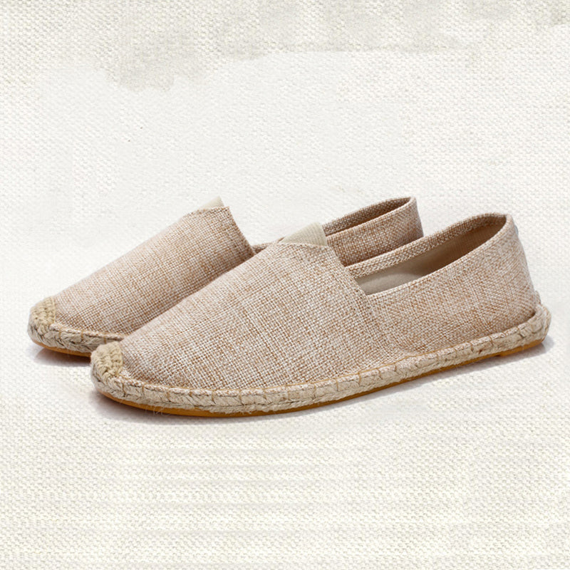 khaki Women summer pure color flat slip on espadrille loafers