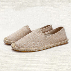 khaki Women summer pure color flat slip on espadrille loafers