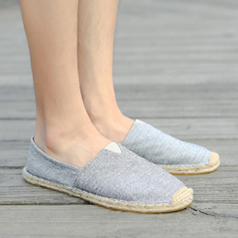 gray Women summer pure color flat slip on espadrille loafers