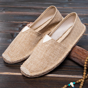 Women summer pure color flat slip on espadrille loafers