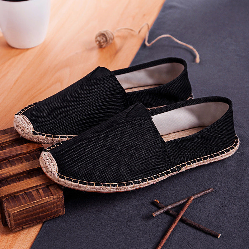 black Women summer pure color flat slip on espadrille loafers
