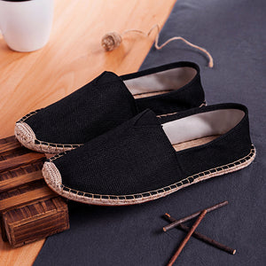 black Women summer pure color flat slip on espadrille loafers