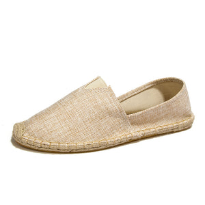 Women summer pure color flat slip on espadrille loafers