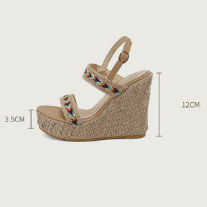 Woven braided wedge heels sandals