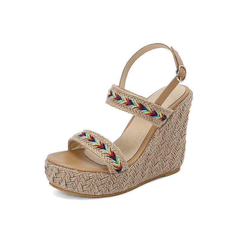 Woven braided wedge heels sandals