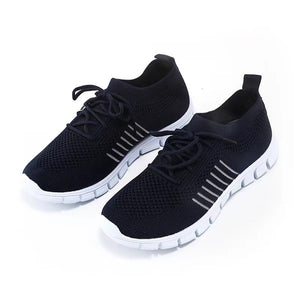 women's knitted breatable lace-up tennis shoes