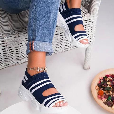 2019 Stylish Hollow Out Peep Toe Chunky Comfy Sandals