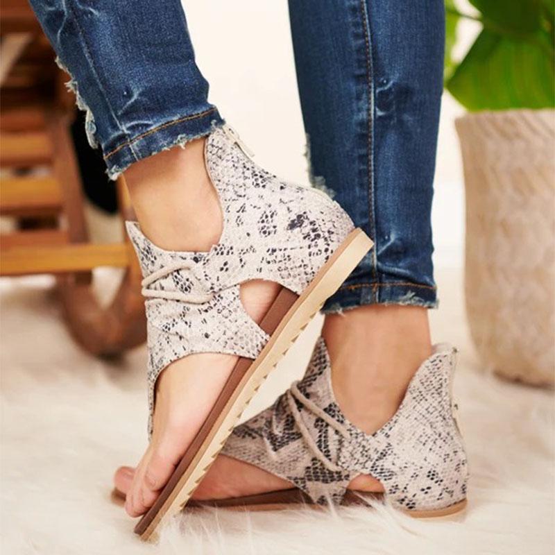 New Fashion Leopard Soft Comfy Thongs Gladiator Flat Sandals - fashionshoeshouse