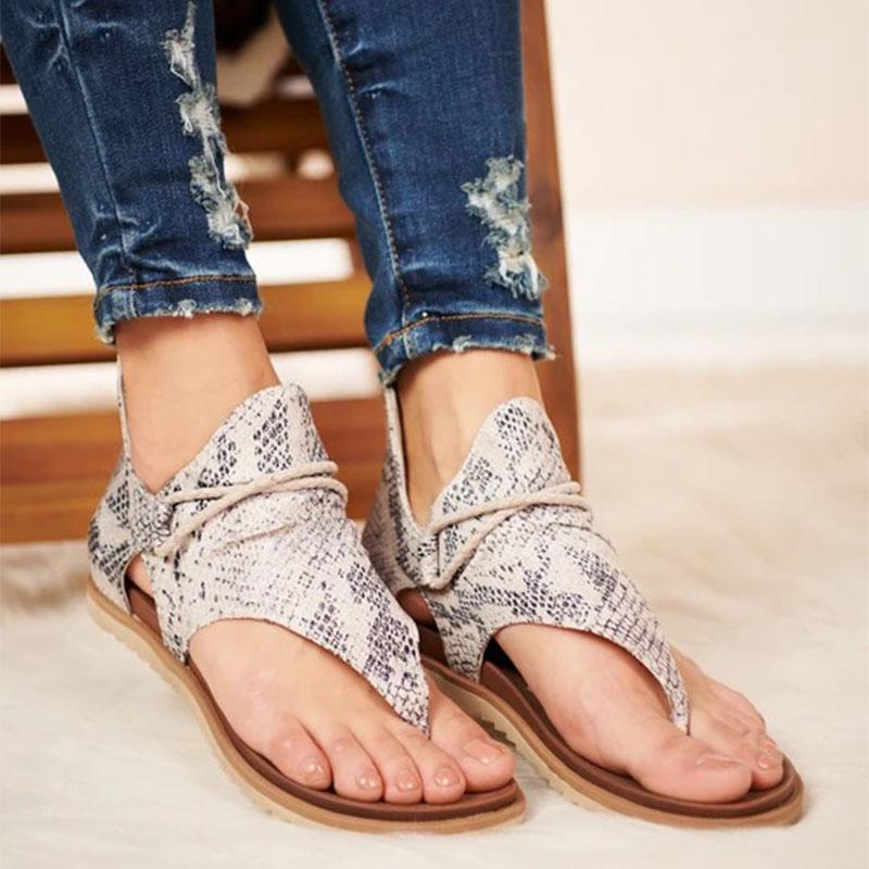 New Fashion Leopard Soft Comfy Thongs Gladiator Flat Sandals - fashionshoeshouse