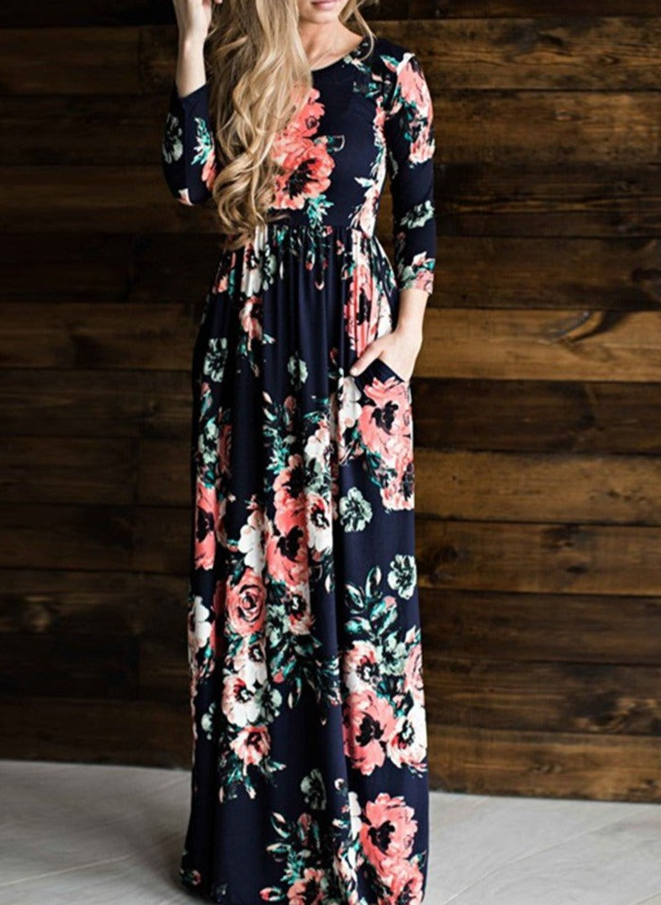 Floral Print Maxi Dress - GetComfyShoes