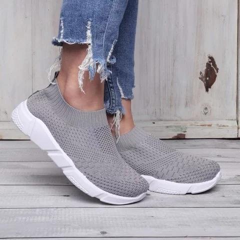 Women Shoes Breathable Mesh Sneakers Lady Plus Size Loafers - fashionshoeshouse