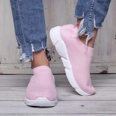 Women Shoes Breathable Mesh Sneakers Lady Plus Size Loafers - fashionshoeshouse