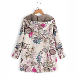 Floral Plus Size Cotton Coat - GetComfyShoes