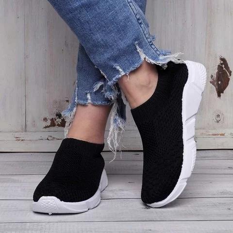 Women Shoes Breathable Mesh Sneakers Lady Plus Size Loafers - fashionshoeshouse