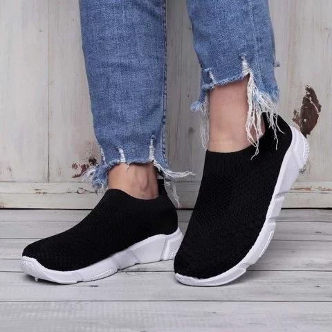 Women Shoes Breathable Mesh Sneakers Lady Plus Size Loafers - fashionshoeshouse