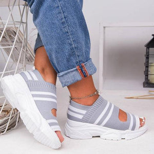 2019 Stylish Hollow Out Peep Toe Chunky Comfy Sandals